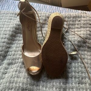 Gold Lilly Pulitzer wedge sandals